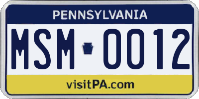 PA license plate MSM0012