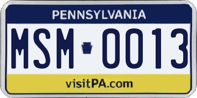 PA license plate MSM0013