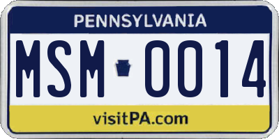 PA license plate MSM0014