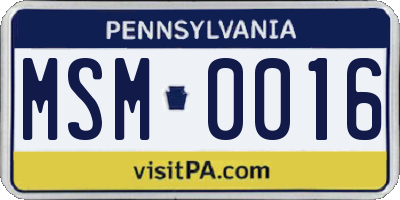 PA license plate MSM0016