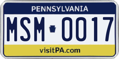 PA license plate MSM0017