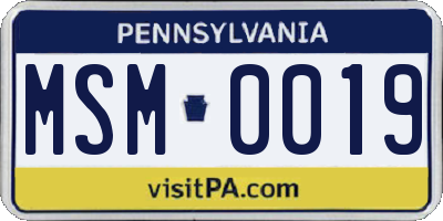 PA license plate MSM0019