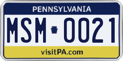 PA license plate MSM0021