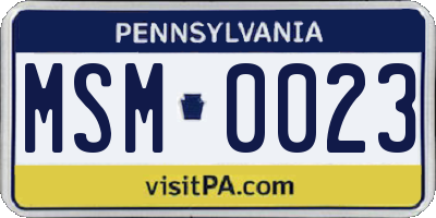 PA license plate MSM0023