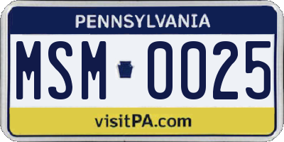 PA license plate MSM0025