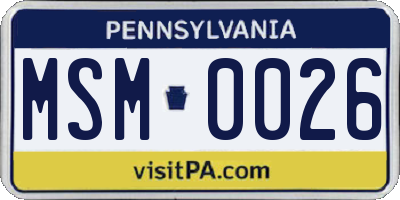 PA license plate MSM0026