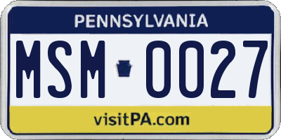 PA license plate MSM0027