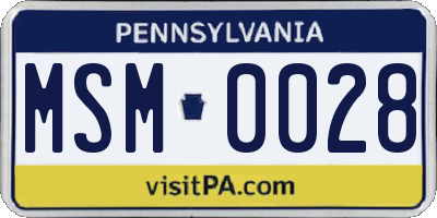 PA license plate MSM0028