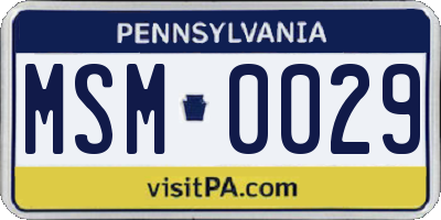 PA license plate MSM0029