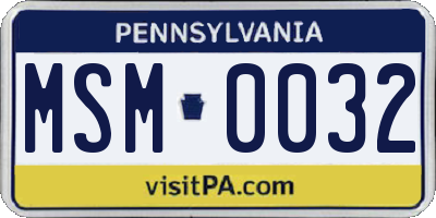 PA license plate MSM0032