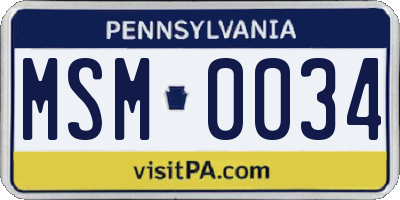 PA license plate MSM0034