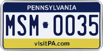 PA license plate MSM0035