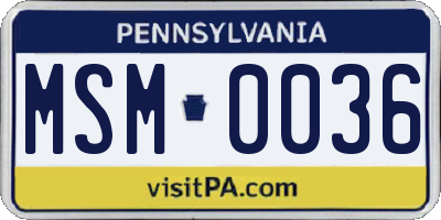 PA license plate MSM0036