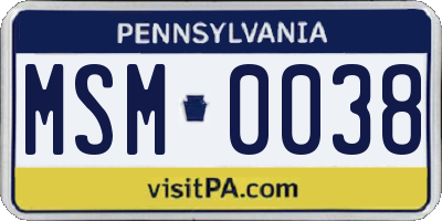 PA license plate MSM0038