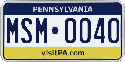 PA license plate MSM0040