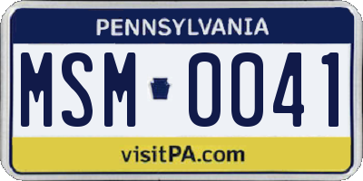 PA license plate MSM0041