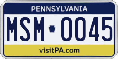 PA license plate MSM0045