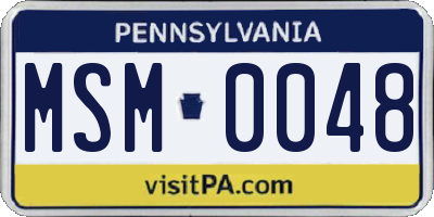 PA license plate MSM0048