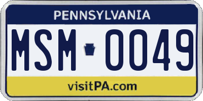 PA license plate MSM0049