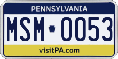PA license plate MSM0053