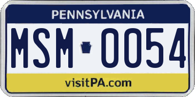 PA license plate MSM0054