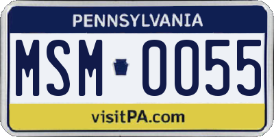 PA license plate MSM0055