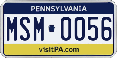 PA license plate MSM0056