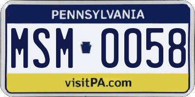 PA license plate MSM0058