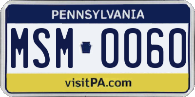 PA license plate MSM0060