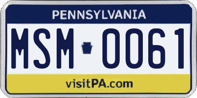 PA license plate MSM0061