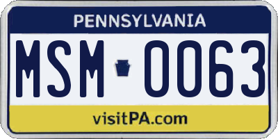 PA license plate MSM0063