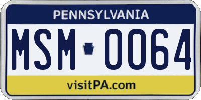 PA license plate MSM0064