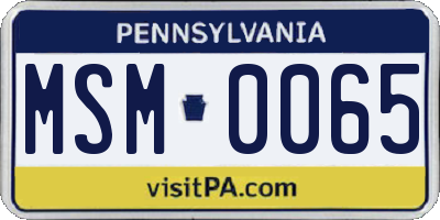 PA license plate MSM0065