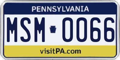 PA license plate MSM0066