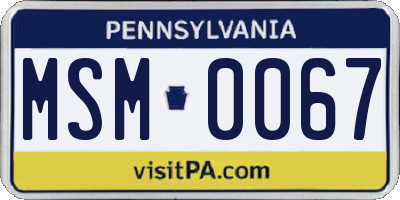 PA license plate MSM0067