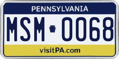 PA license plate MSM0068