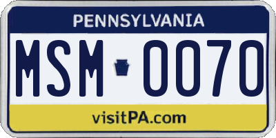 PA license plate MSM0070