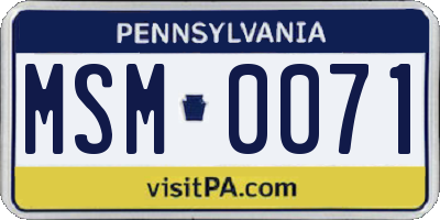 PA license plate MSM0071