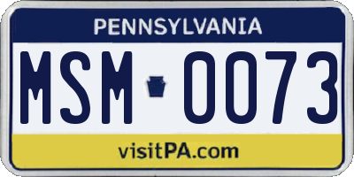 PA license plate MSM0073