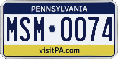 PA license plate MSM0074