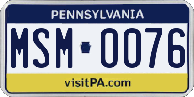 PA license plate MSM0076