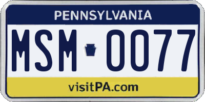PA license plate MSM0077