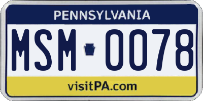 PA license plate MSM0078