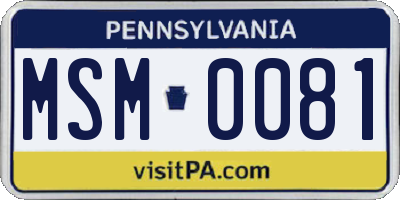 PA license plate MSM0081