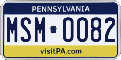 PA license plate MSM0082
