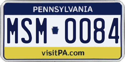 PA license plate MSM0084