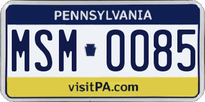 PA license plate MSM0085