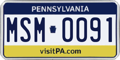 PA license plate MSM0091