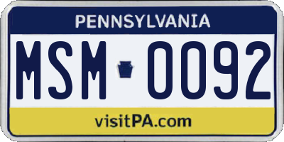PA license plate MSM0092