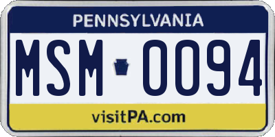 PA license plate MSM0094